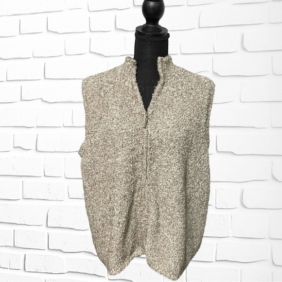 Christopher & Banks Sherpa Zip Up Vest Brown Gray Sleeveless Jacket Women’s XL - Picture 2 of 7